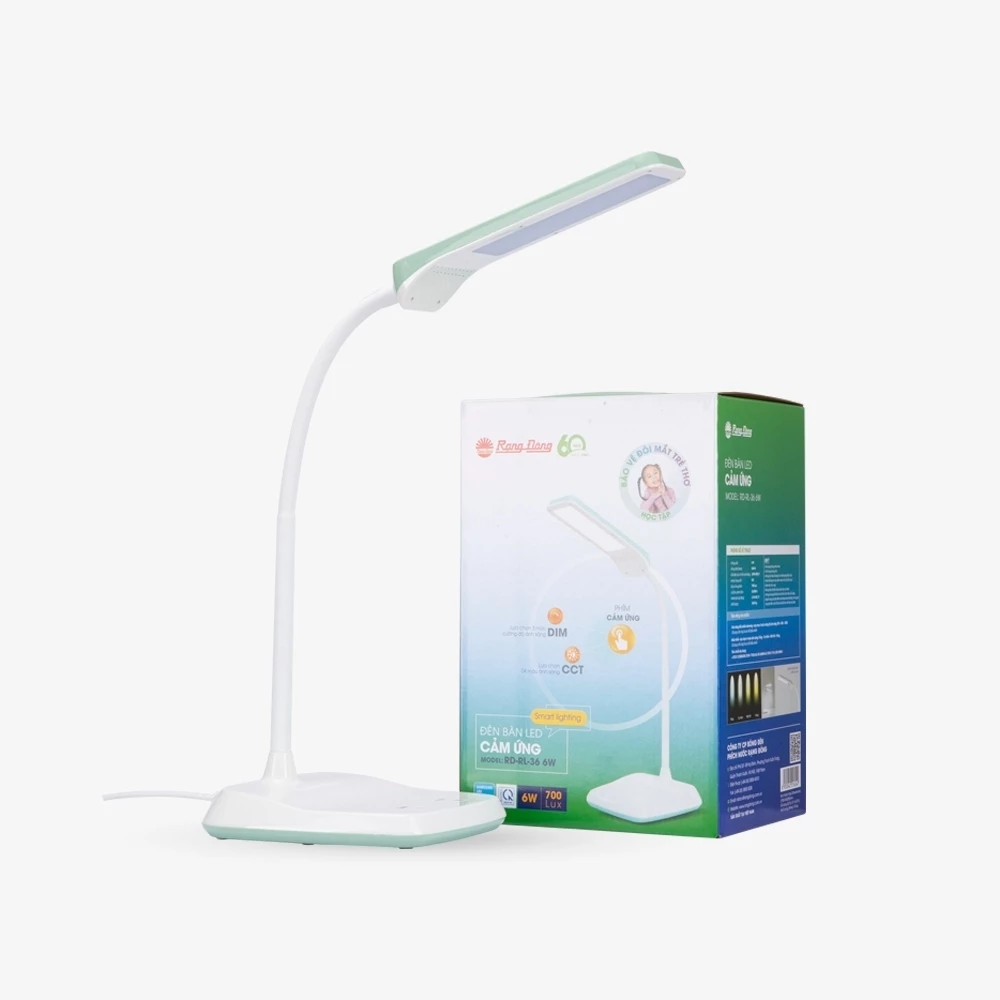 Đèn bàn chống cận Rạng Đông chính hãng RL-36 bảo vệ thị lực, công tắc cảm ứng, 3 chế độ sáng điều chỉnh linh hoạt