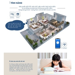 Ổ cắm thông minh OC02 3m 3 cổng Rạng Đông - Kết nối với wifi điều khiển từ xa qua app, chiều dài 3-5m tiện lợi sử dụng