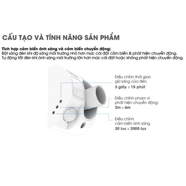 Đui đèn cảm biến Rạng Đông ĐCB01.PIR E27 công suất 300W tích hợp cảm biến chuyển động và cảm biến ánh sáng tiện lợi
