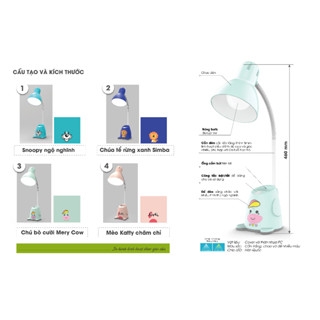 Đèn bàn học bóng LED Rạng Đông RL24 công suất 5W an toàn, bảo vệ thị lực, thiết kế hình nhiều màu sắc, xinh xắn