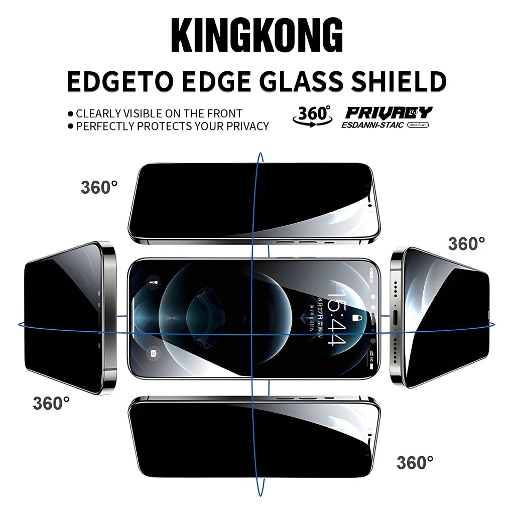 Kính cường lực KINGKONG K12 chống nhìn trộm 360 độ, chống trầy xước, bảo vệ camera 11 12 13 14 15 16 Pro Plus Promax.