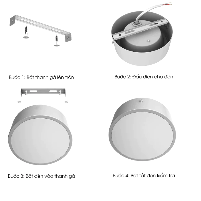 Đèn Led Downlight nổi trần Rạng Đông NT03 ánh sáng trắng/ đổi màu đèn, kèm thanh giá rời, Chip Led Hàn Quốc cao cấp.