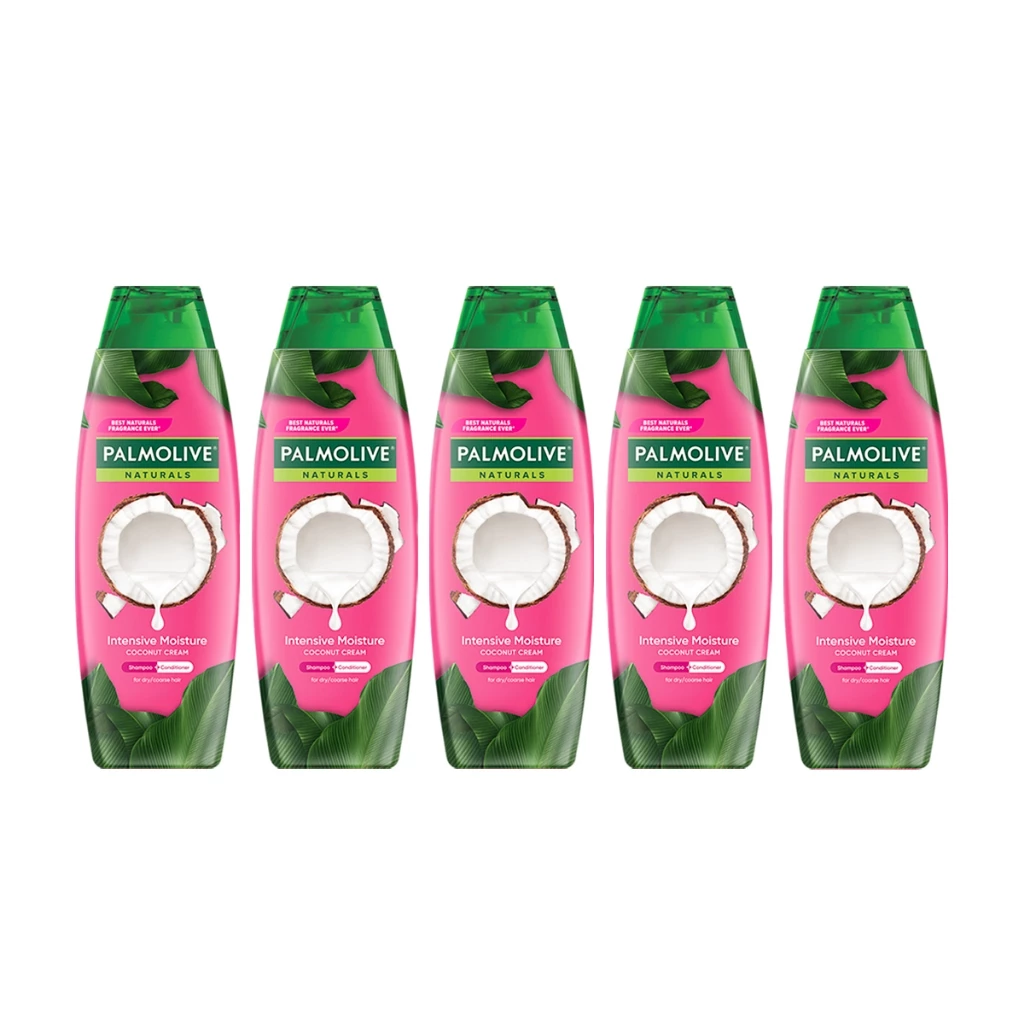 Bộ 5 Dầu gội Palmolive kèm xả 2 trong 1 chiết xuất thiên nhiên Dưỡng Ẩm Bổ Sung 180ml