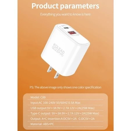 Củ sạc nhanh KOLEAD C86 PD20W 1 cổng TYPE-C - An toàn ổn định, Bảo vệ thiết bị, Không nóng máy cho các dòng điện thoại