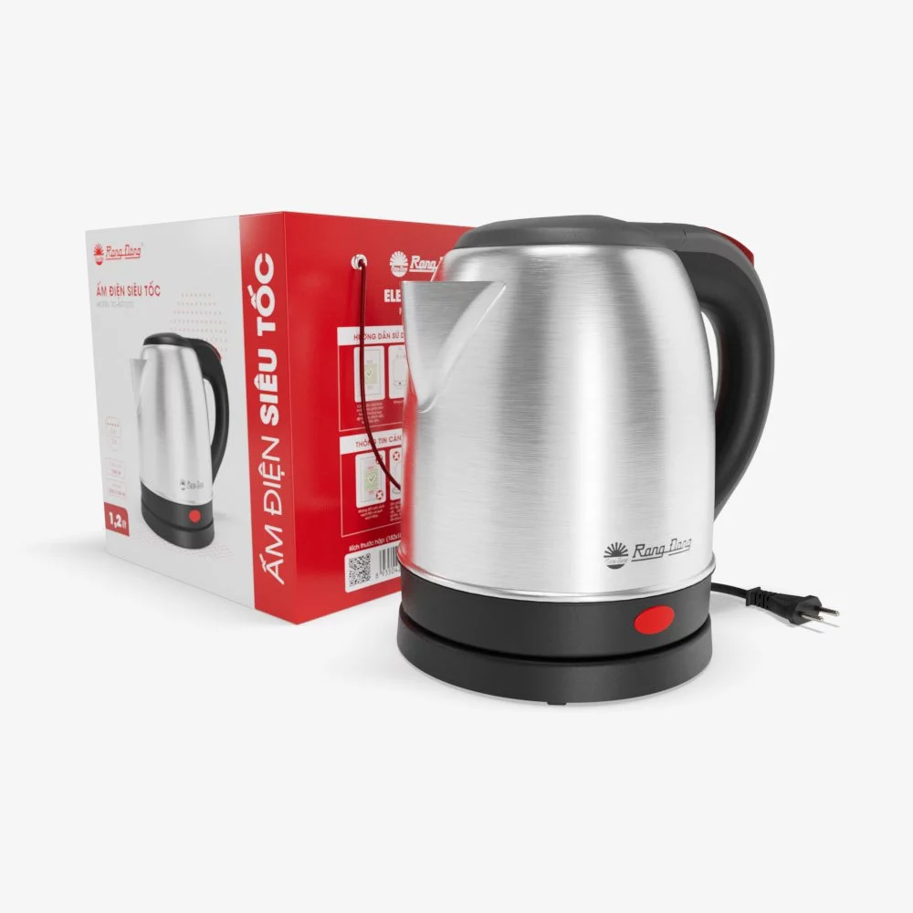 Ấm điện siêu tốc Rạng Đông 1,2 lít RD-AST12ST2 1500W- 50Hz Thân inox 304 và nhựa PP. an toàn thực phẩm cho người sử dụng