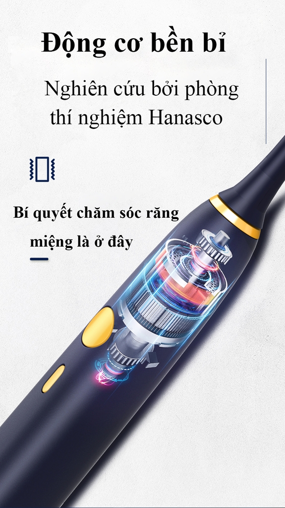 Bàn Chải Điện RULAX RL15 Công Nghệ Sóng Âm, Chải Sạch Mảng Bám - Tặng 2 Đầu Bàn Chải+ Hộp Đựng |BH 12 tháng|