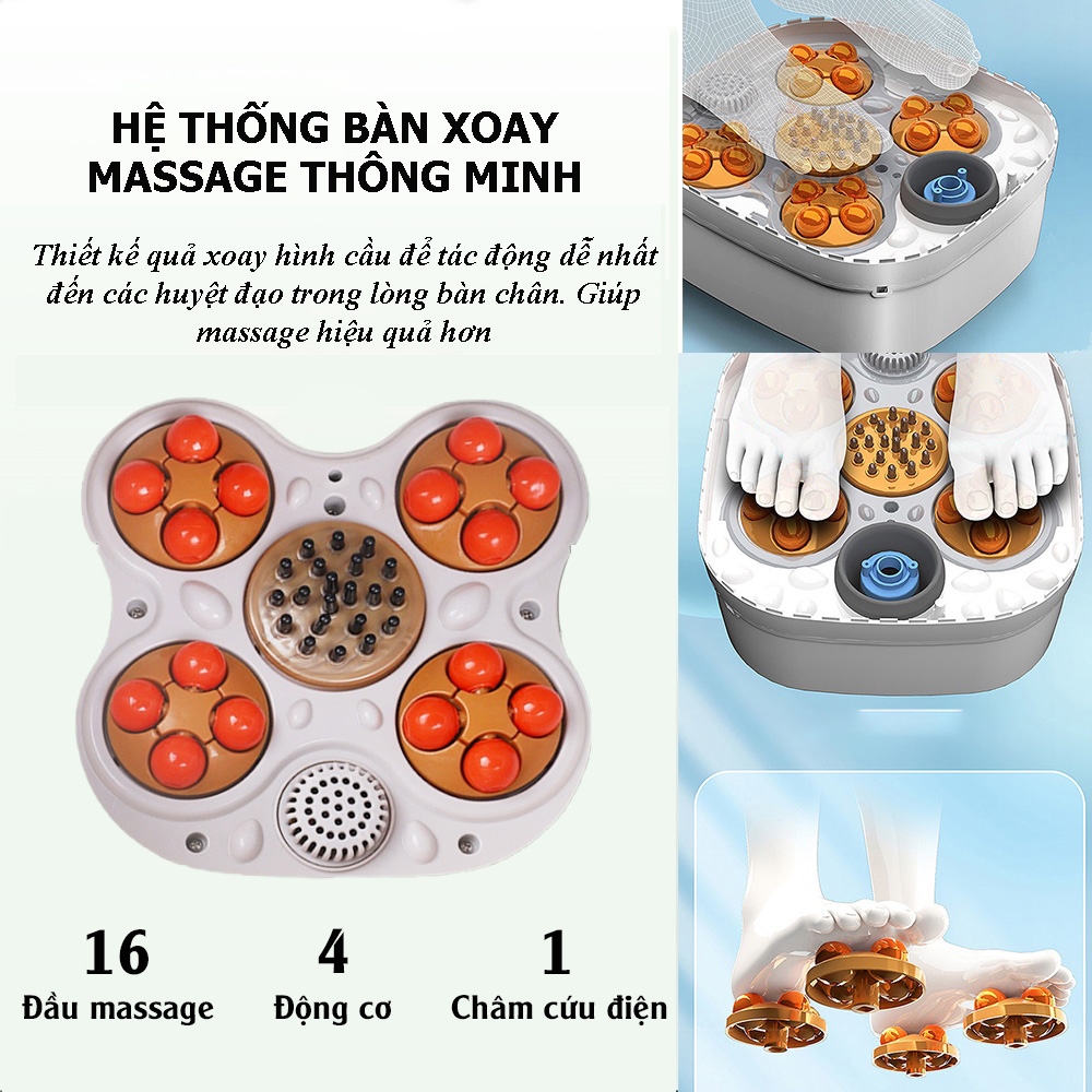 Bồn Ngâm Chân Massage Có Thể Gấp Gon Tiện Lợi, Giảm Đau Chân Cân Bằng Nhiệt. Bảo Hành 12