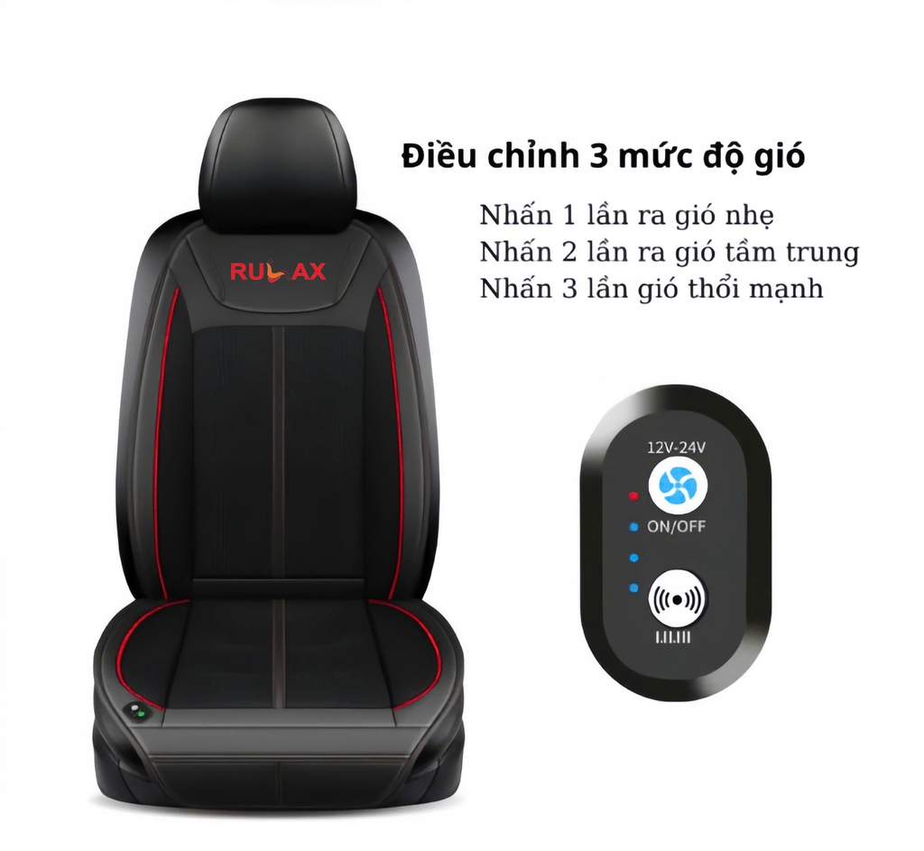 Đệm Làm Mát Ghế Ô Tô RULAX Có Chức Năng Massage - Đệm Điều Hòa, Tựa Lưng Ghế Ô Tô Giúp Giảm Mệt Mỏi Khi Lái Xe.