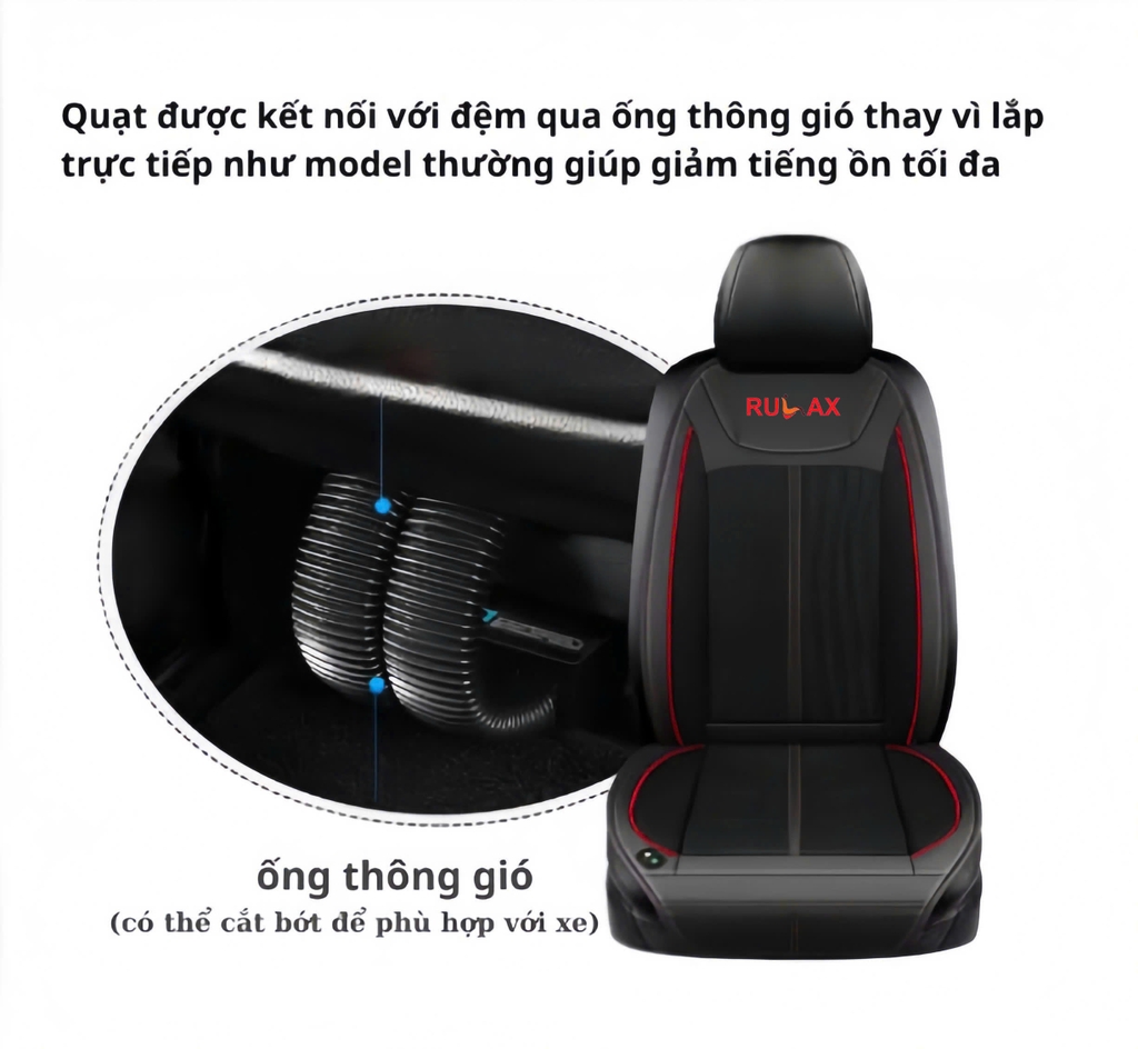 Đệm Làm Mát Ghế Ô Tô RULAX Có Chức Năng Massage - Đệm Điều Hòa, Tựa Lưng Ghế Ô Tô Giúp Giảm Mệt Mỏi Khi Lái Xe.