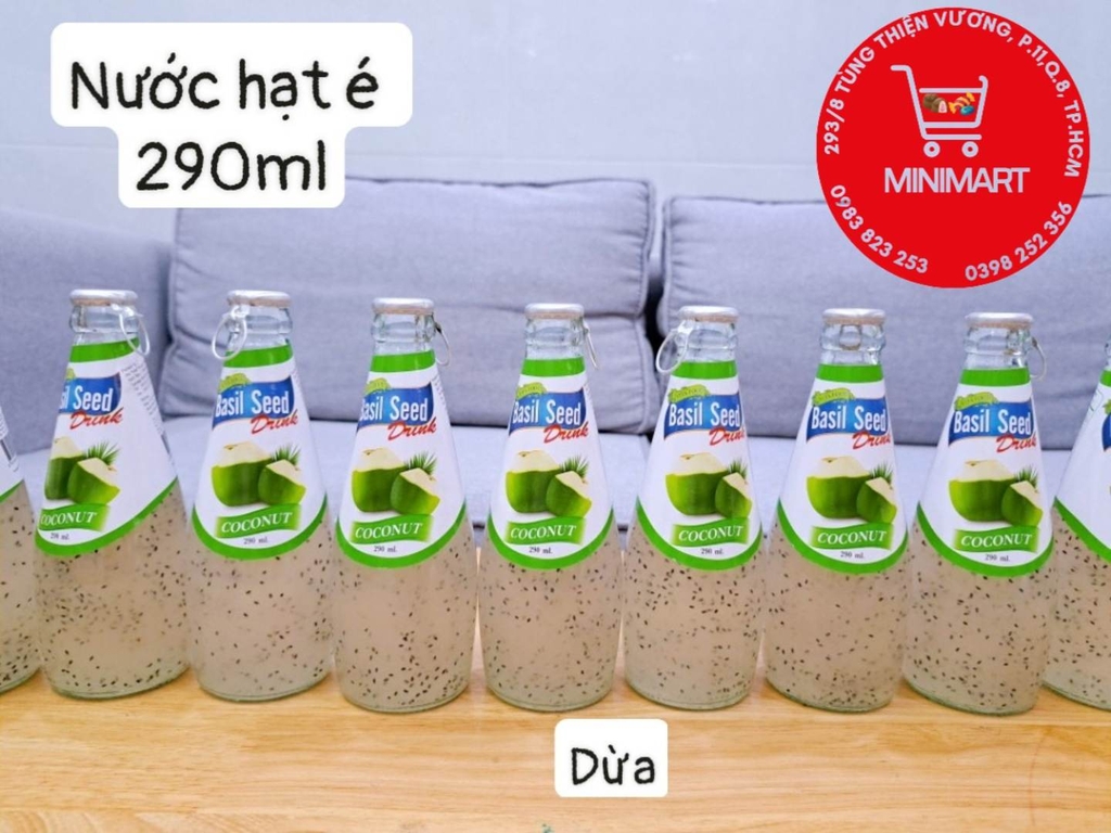 Nước ép trái cây hạt é  Basil Seed - Thailand 290ml (dừa)