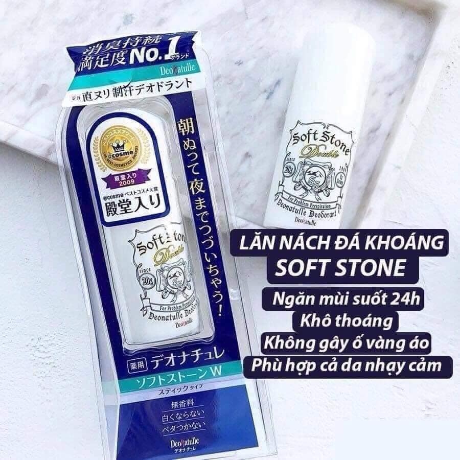 Lăn khử mùi đá khoáng Nhật Bản Soft Stone 200g ( Trắng)