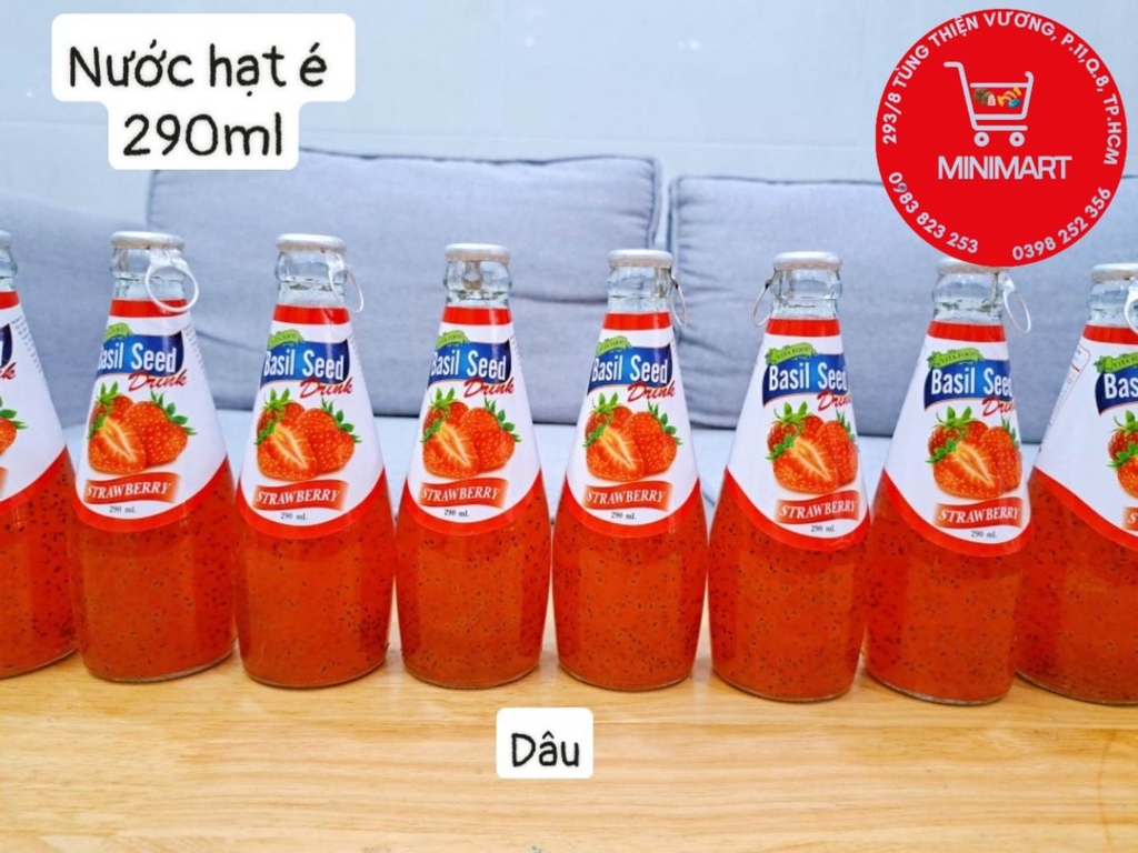 Nước ép trái cây hạt é  Basil Seed - Thailand 290ml ( dâu)