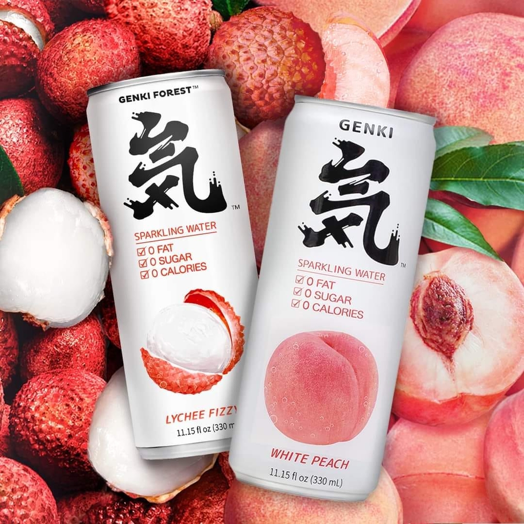 Nước Soda KHÔNG ĐƯỜNG Genki Forest có gas 330ml. ( vị vải) combo 6 lon