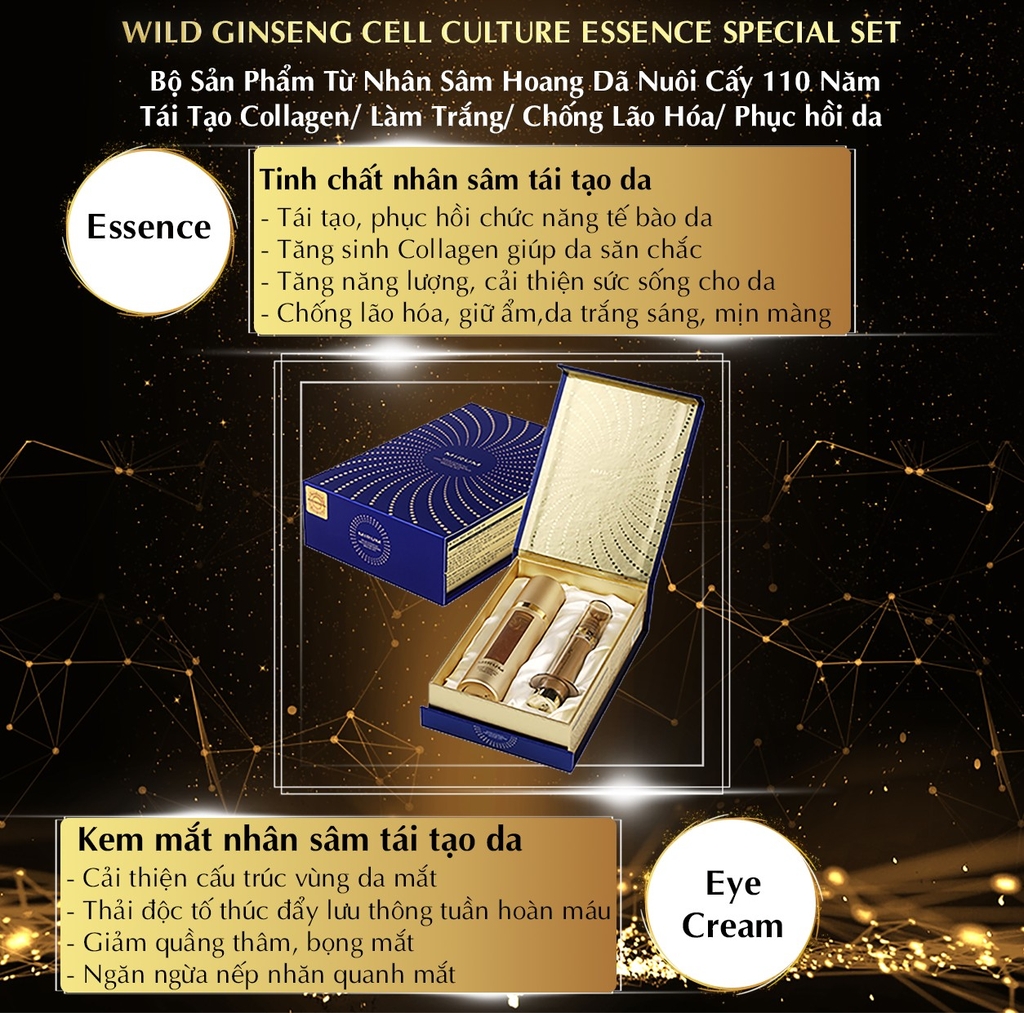 Bộ sản phẩm tái tạo tế bào da Mirum Wild Gingseng Cell Culture  Essence Speacial Set (seum 50ml + kem mắt 10ml)