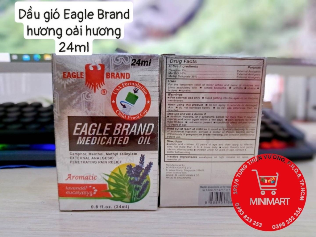 Dầu khuynh diệp trắng Mỹ hiệu con Ó Eagle Brand Medicated Oil 24ml