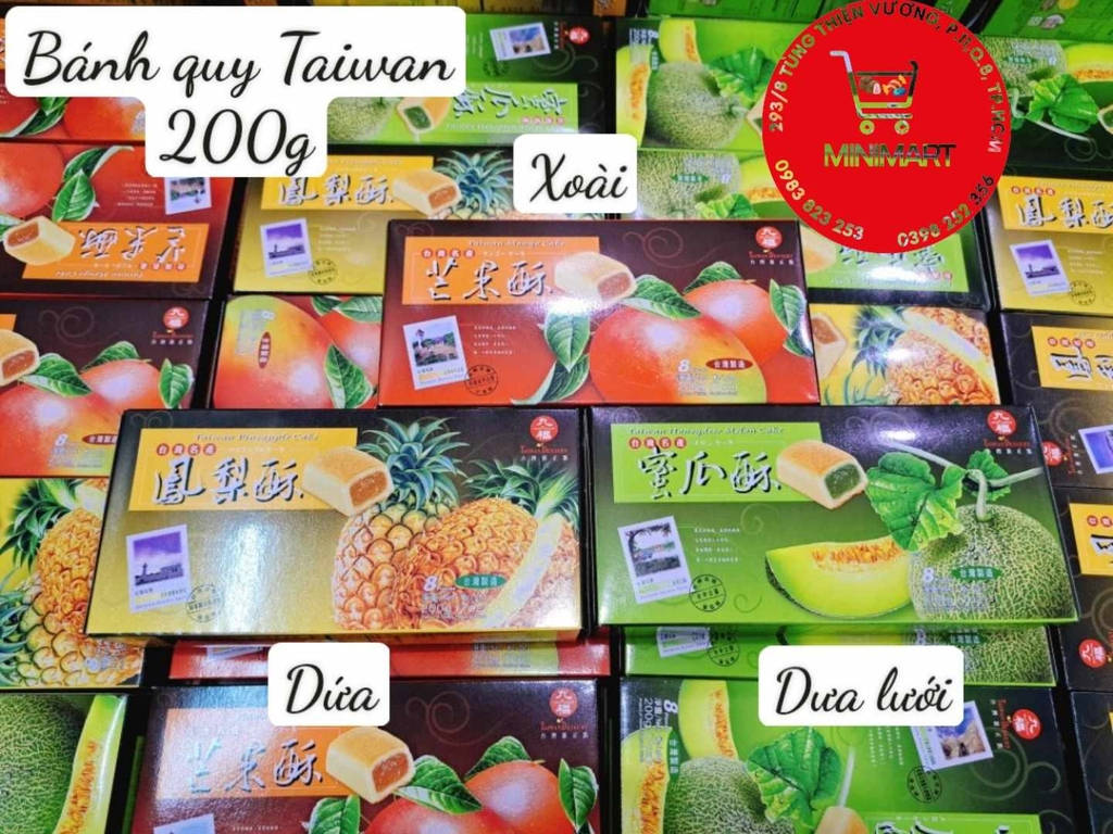 Bánh quy Taiwan Honeydew Melon Cake nhân Dưa lưới hộp 200gr (8 bánh)