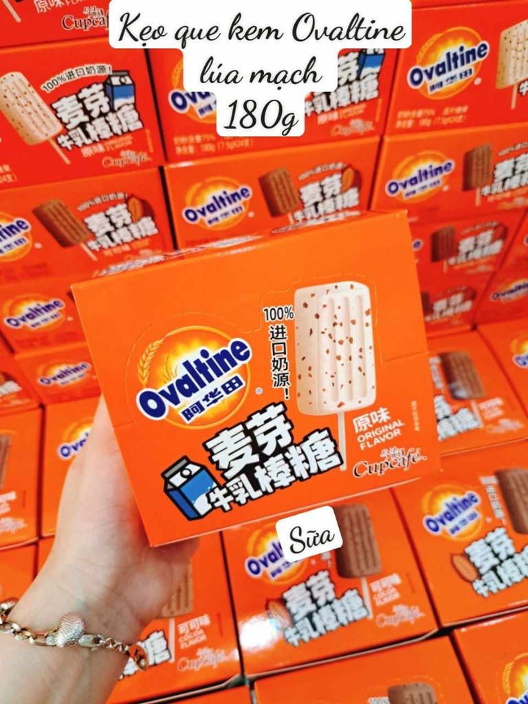 Kẹo que kem sữa lúa mạch Ovaltine 180g ( sữa)