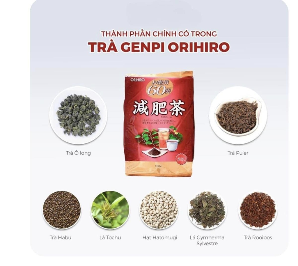 Trà giảm mỡ bụng Genpi Orihiro (60 gói)