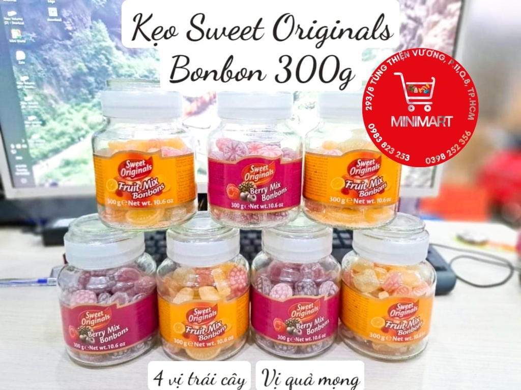 Kẹo trái cây Sweet Originals bonbons. Hàng Đức 300g ( mâm xôi)