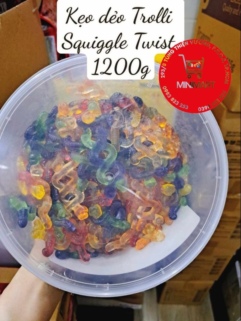 Kẹo Dẻo Trolli Squiggle Twist 1200g ( hàng Đức)