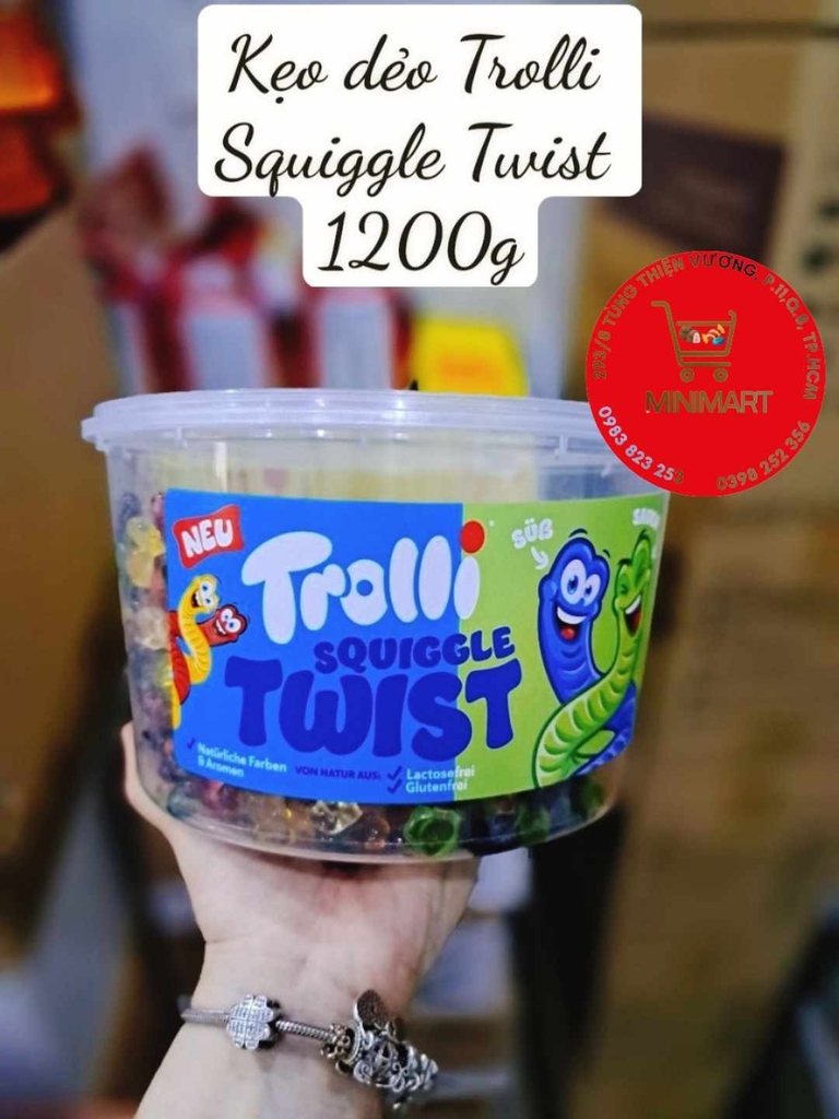 Kẹo Dẻo Trolli Squiggle Twist 1200g ( hàng Đức)