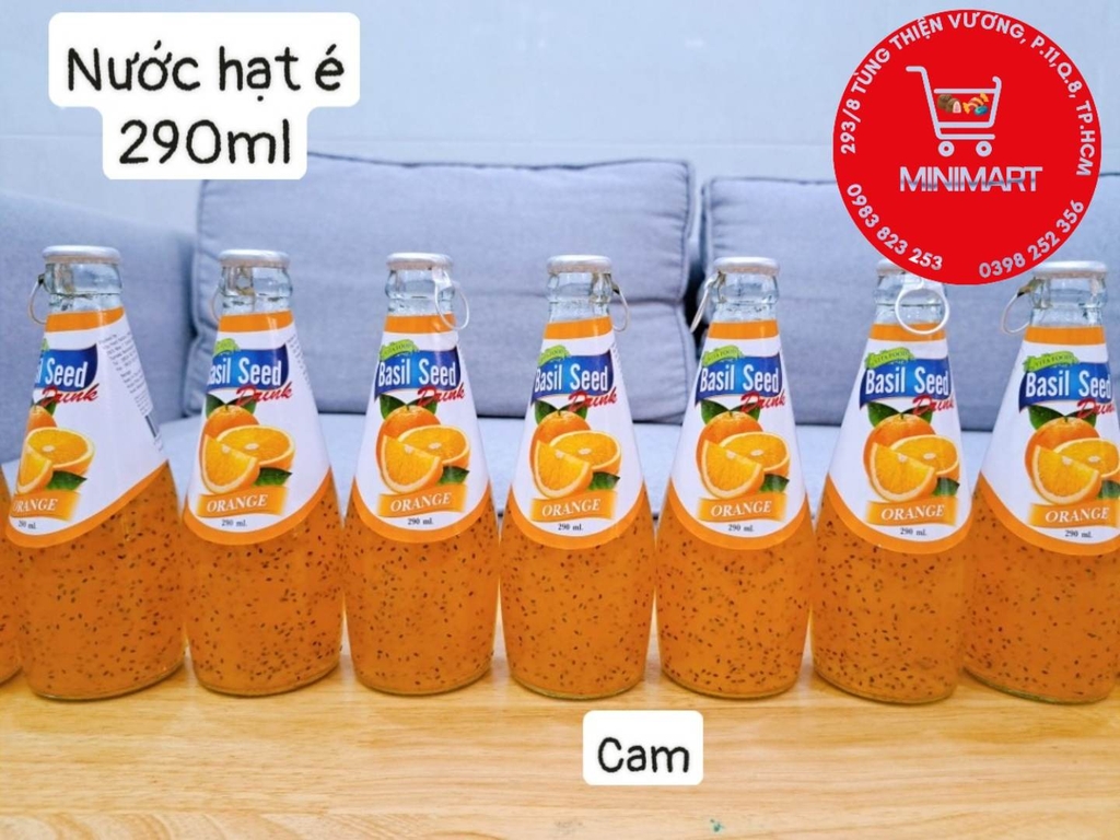 Nước ép trái cây hạt é  Basil Seed - Thailand 290ml ( cam)