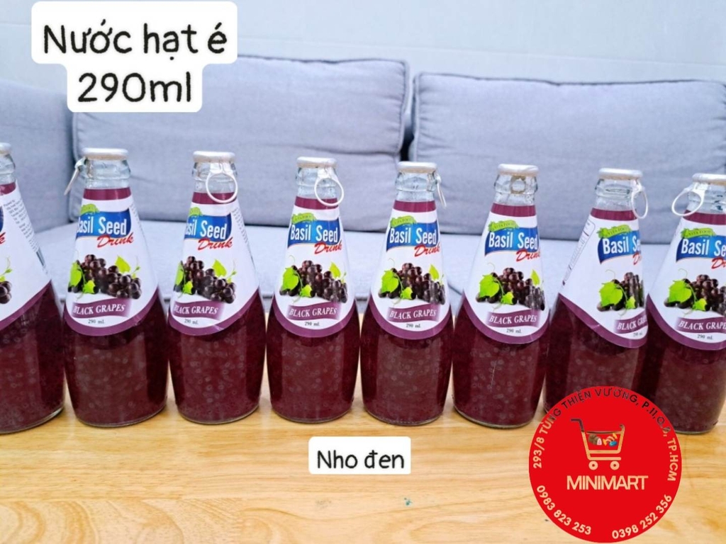 Nước ép trái cây hạt é  Basil Seed - Thailand 290ml ( nho đen)