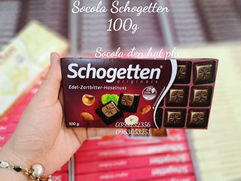 Socola schogetten Edel-Zartbitter-Haselnuss 100g (Socola đen hạt phỉ)