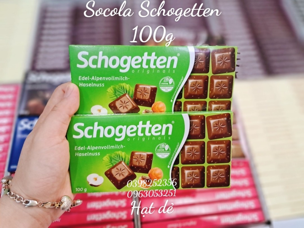 Socola Schogetten Edel -Alpenvollmilch -Haselnuss 100g ( hạt dẻ)