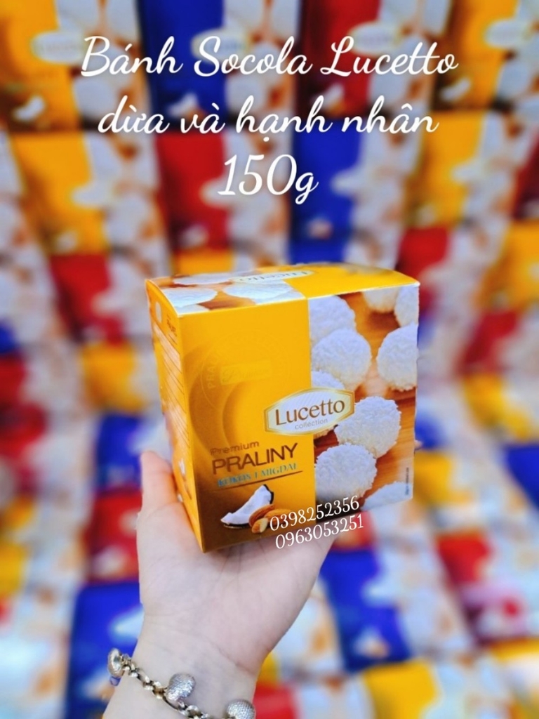 Bánh Socola Lucetto dừa và hạnh nhân 150g ( vàng)