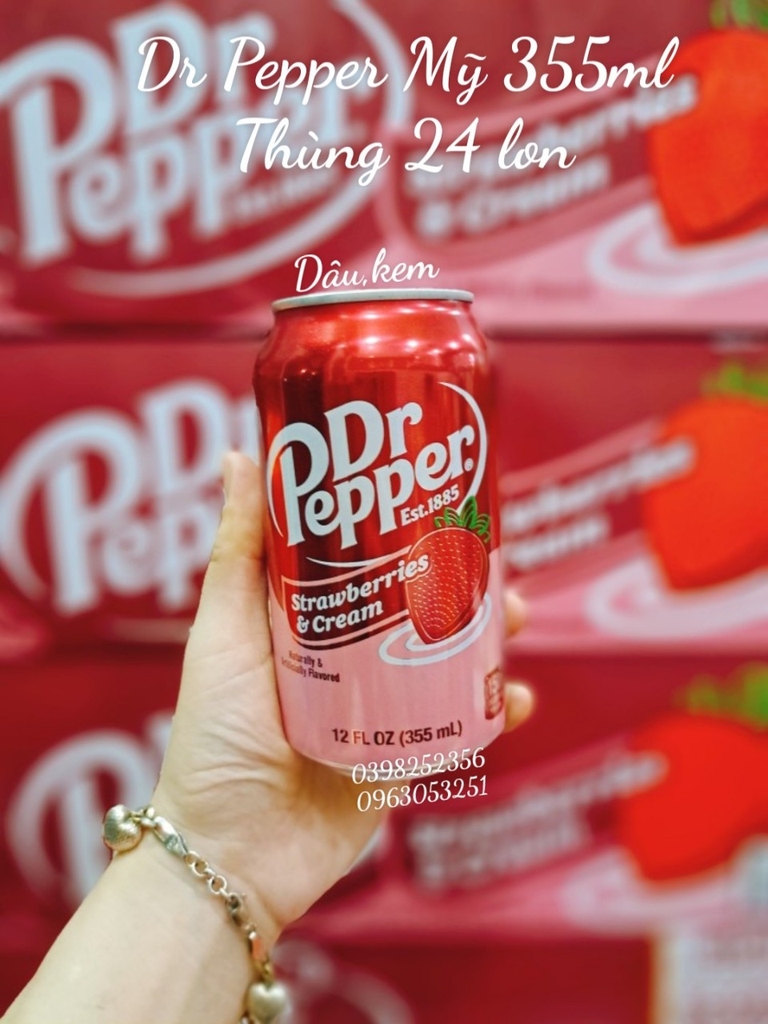 Nước ngọt Dr Pepper vị kem dâu Mỹ 355ml ( Lốc 12 lon)