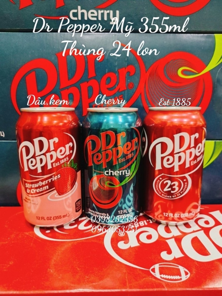 Nước ngọt Dr Pepper Soda Mỹ vị Cherry 355ml ( Lốc 12 lon)