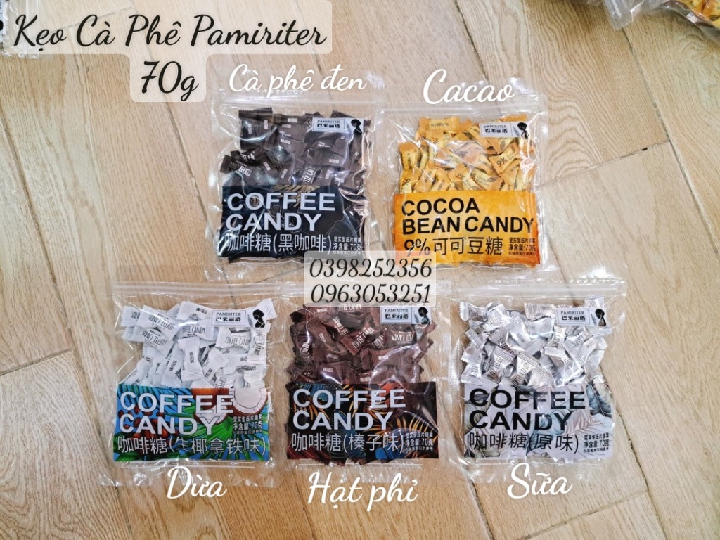 Kẹo Cà Phê Coffee Candy Pamiriter 70g Đài Loan (cafe hạt phỉ )