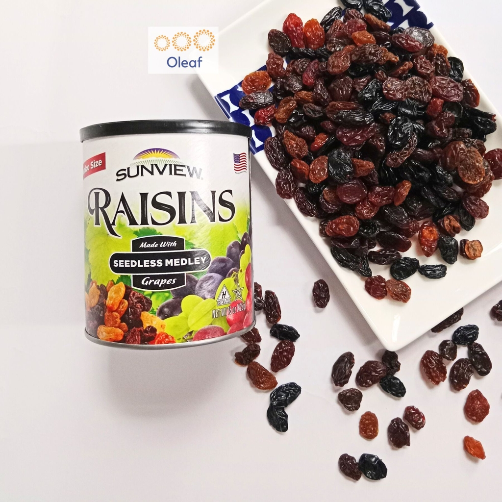 Nho Khô Thập Cẩm Sunview Mỹ 425g Jumbo Size Chính Hãng Nguyên Lon Nhập Khẩu Chính Ngạch Mỹ- Oleaf