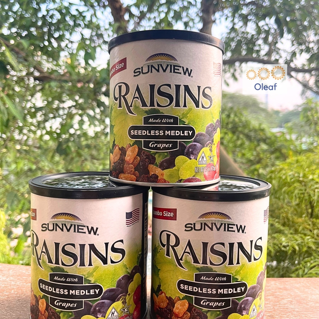 Nho Khô Thập Cẩm Sunview Mỹ 425g Jumbo Size Chính Hãng Nguyên Lon Nhập Khẩu Chính Ngạch Mỹ- Oleaf