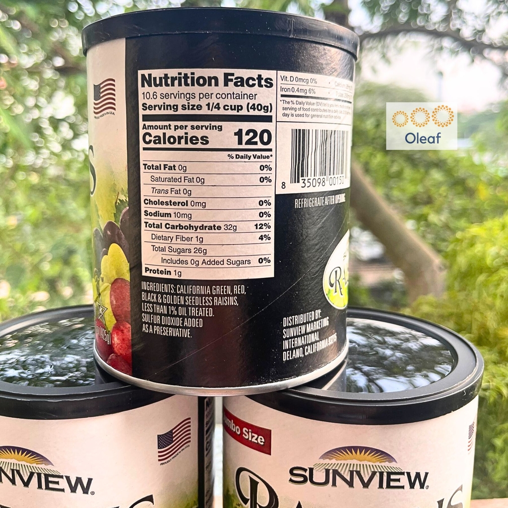Nho Khô Thập Cẩm Sunview Mỹ 425g Jumbo Size Chính Hãng Nguyên Lon Nhập Khẩu Chính Ngạch Mỹ- Oleaf