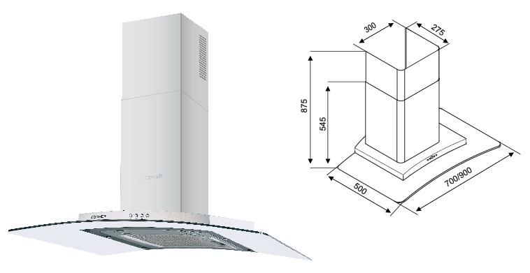 Máy hút mùi Kocher K-228T kính cong 70 cm