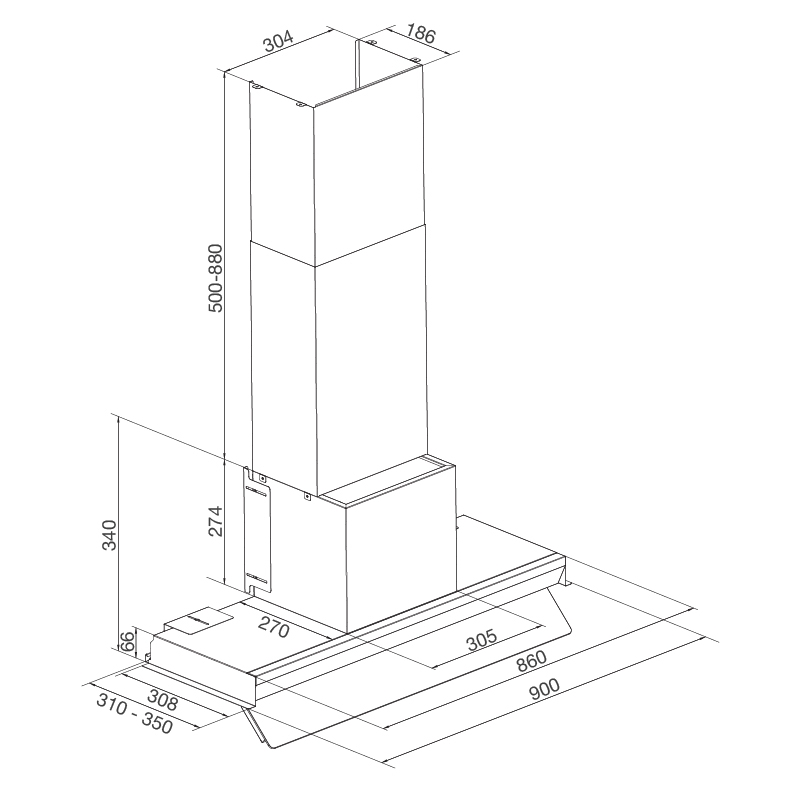 Máy hút mùi âm tủ Malloca Space MH 900SP