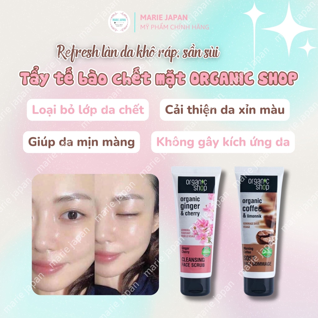 Tẩy TBC Mặt Organic Shop Face Scrub- HỒNG SAKURA Tuýp 75ml