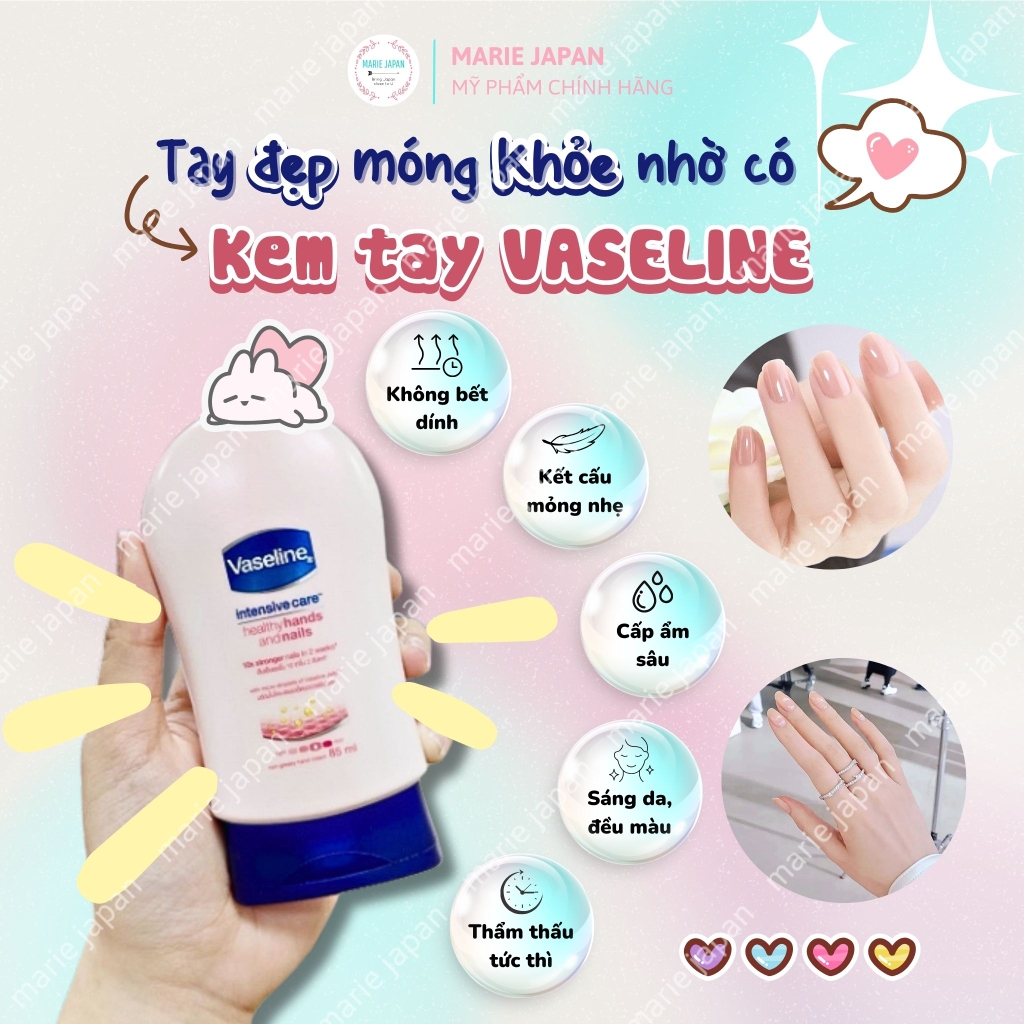 Kem Tay Vaseline Dưỡng Mềm Da Tay Chắc Khỏe Móng Healthy Hands And Nails 85ml