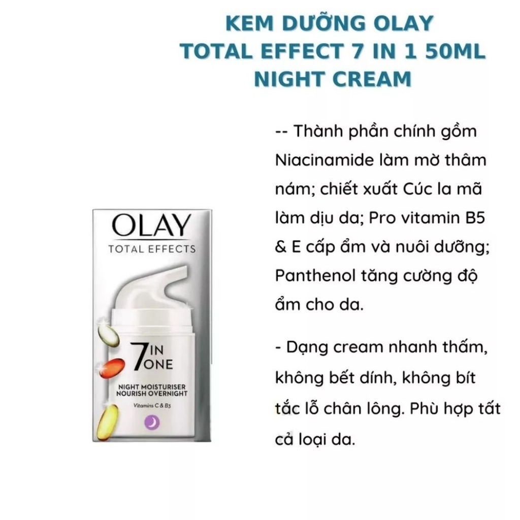 Kem Dưỡng Ngày Đêm Olay Total Effects 7 In 1 Dưỡng Da Trắng Sáng Mềm Mịn Chống Lão Hóa Bản Anh 50ml
