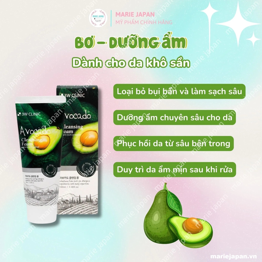 Sữa Rửa Mặt 3W Clinic Làm Sạch Cấp Ẩm Mềm Mịn Da Hàn Quốc Tuýp 100ml