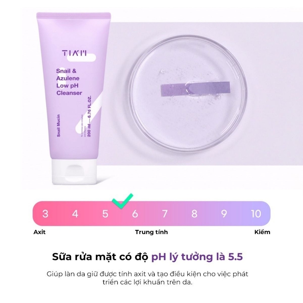 Sữa Rửa Mặt TIAM Snail & Azulene Low Ph Cleanser Dịch Lọc Ốc Sên Làm Dịu Phục Hồi Da Hàn Quốc 200ml - TẶNG KÈM SERUM PHỤC HỒI DA TIAM CAO CẤP 30ML