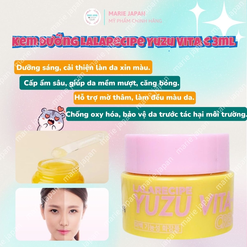 Kem Dưỡng Da Lalarecipe Yuzu Vita C Sáng Da Mờ Nếp Nhăn Chống Lão Hóa Hàn Quốc 3ml