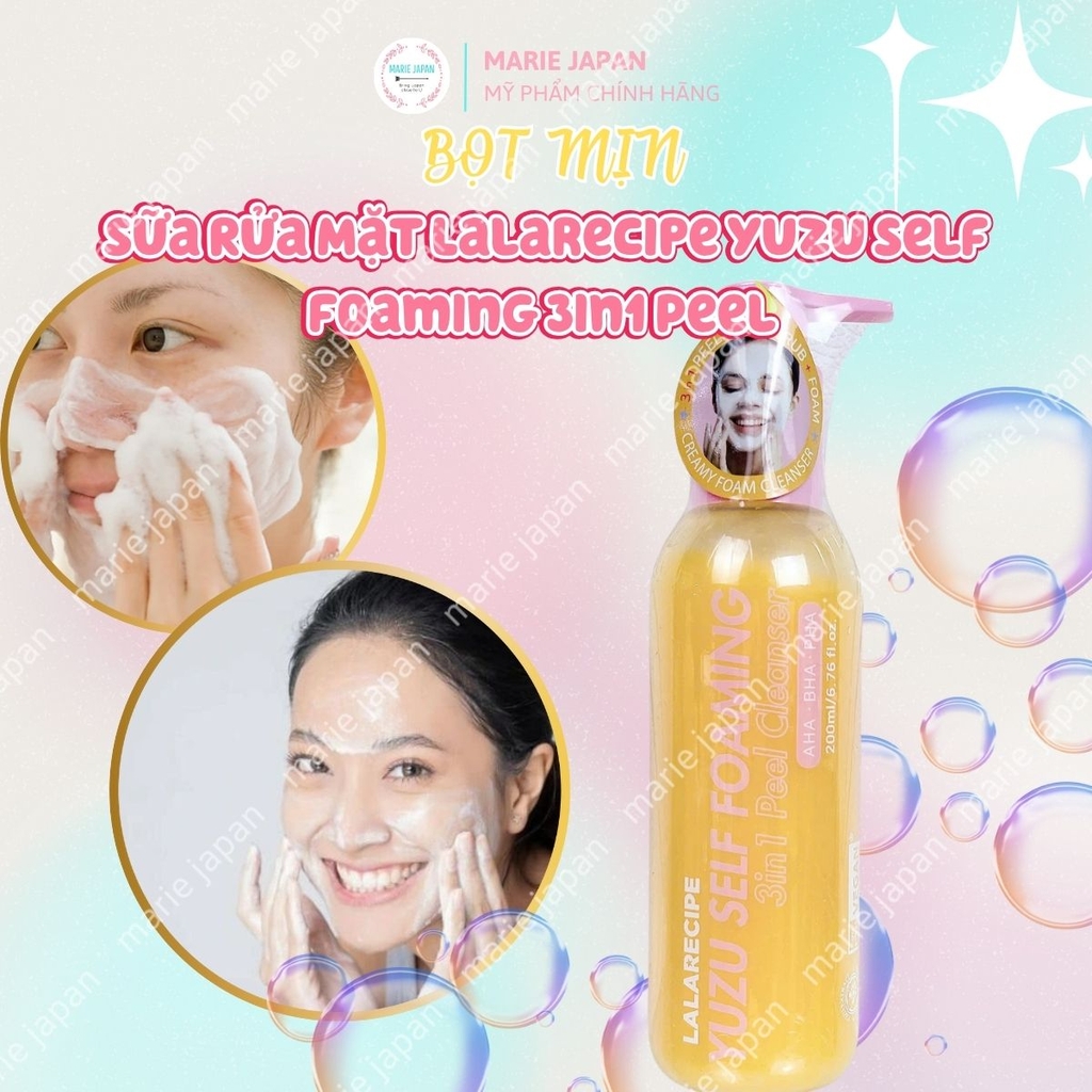 Sữa Rửa Mặt Sủi Bọt Lalarecipe Yuzu Sạch Sâu Dưỡng Ẩm Sáng Da Self Foaming 3in1 Peel Hàn Quốc Tuýp 100ml
