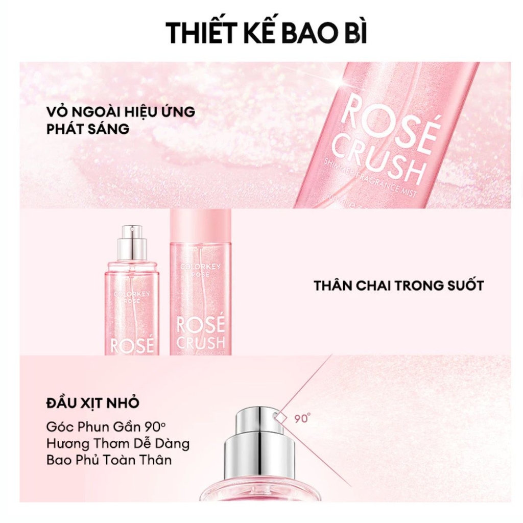 Xịt Thơm Toàn Thân Body Mist COLORKEY ROSÉ CRUSH Hương Thơm Lâu Ngọt Ngào Tươi Mới 100ml