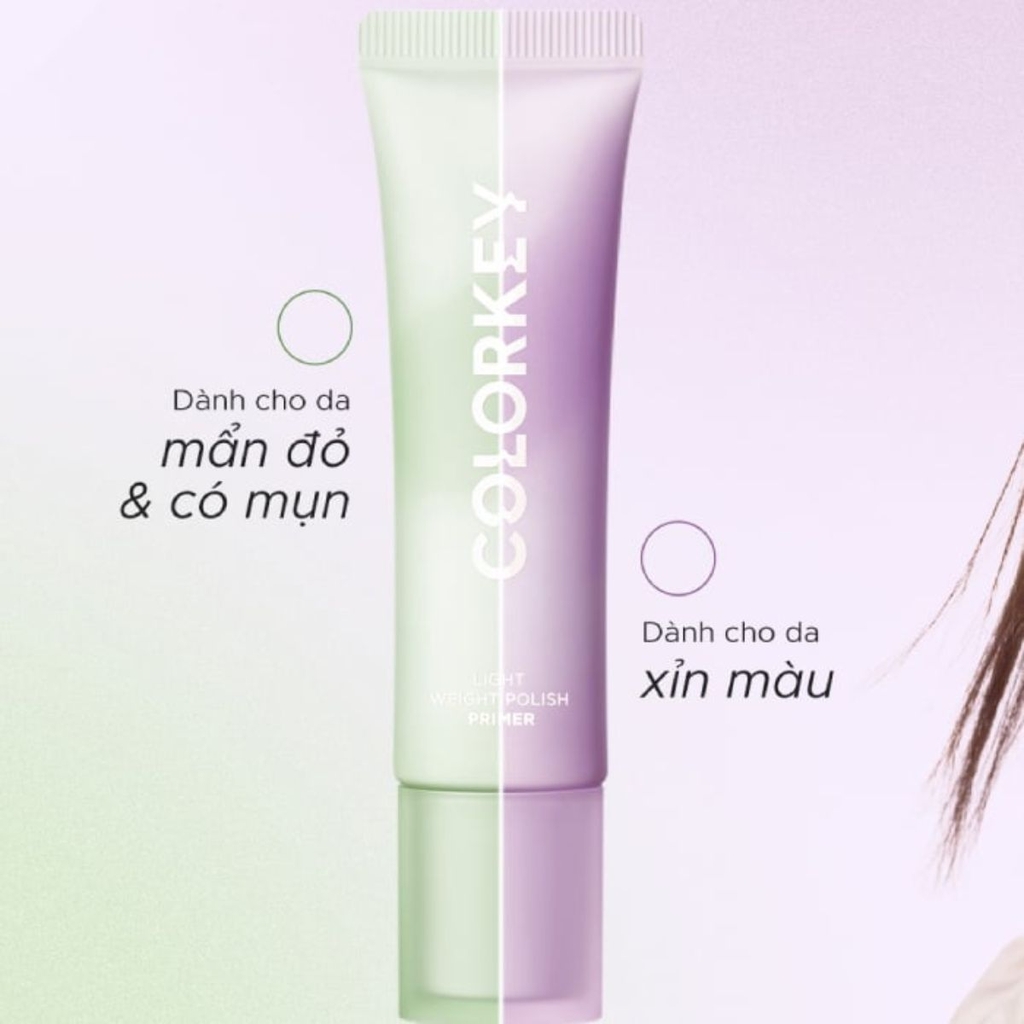 Kem Lót Colorkey Hiệu Chỉnh Màu Nâng Tone Da Mỏng Nhẹ Tự Nhiên Light Weight Polish Primer 30g