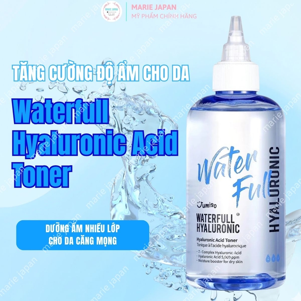 Nước Hoa Hồng Jumiso Dưỡng Ẩm Sâu Dịu Nhẹ Căng Bóng Mềm Mại Da Waterfull Hyaluronic Acid Hàn Quốc 250ml