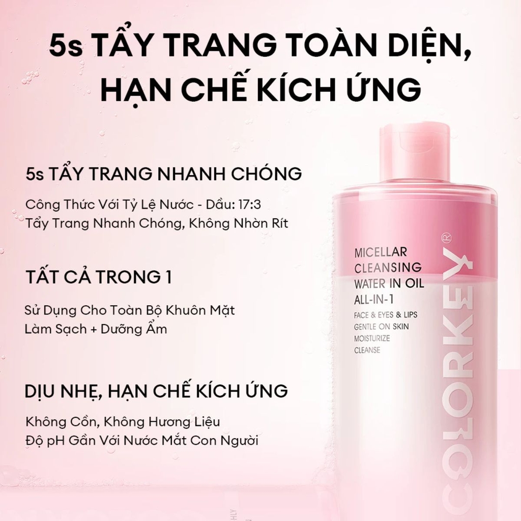 Nước Tẩy Trang 2 Lớp Colorkey Sạch Sâu Dưỡng Ẩm Dịu Nhẹ  Micellar Cleansing Water