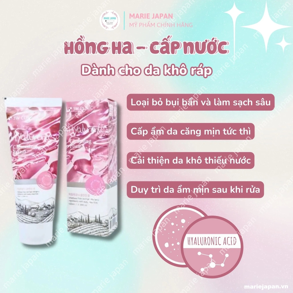 Sữa Rửa Mặt 3W Clinic Làm Sạch Cấp Ẩm Mềm Mịn Da Hàn Quốc Tuýp 100ml